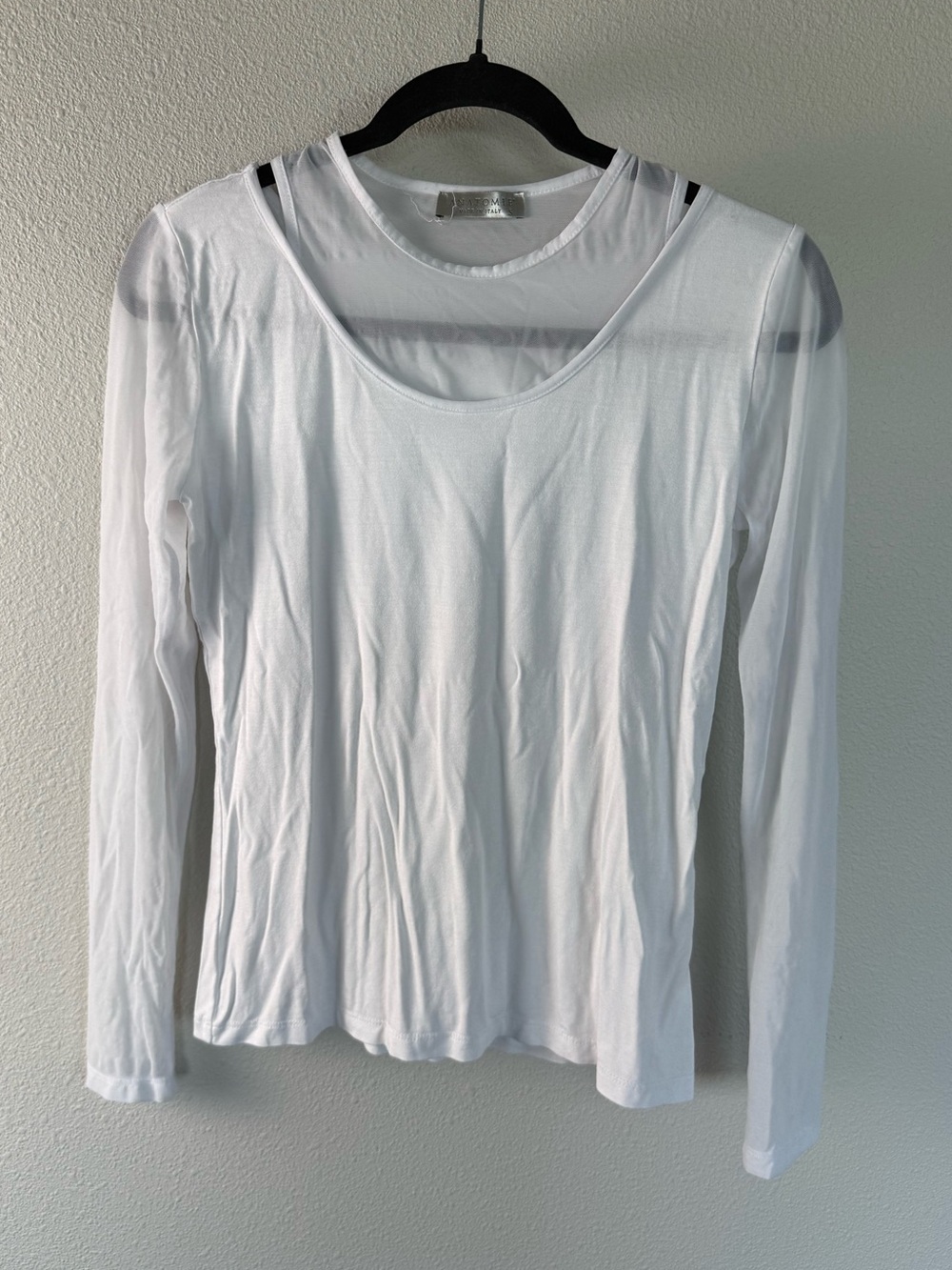 Anatomie Mesh-Sleeve Top White Business Casual Women’s Size Small
